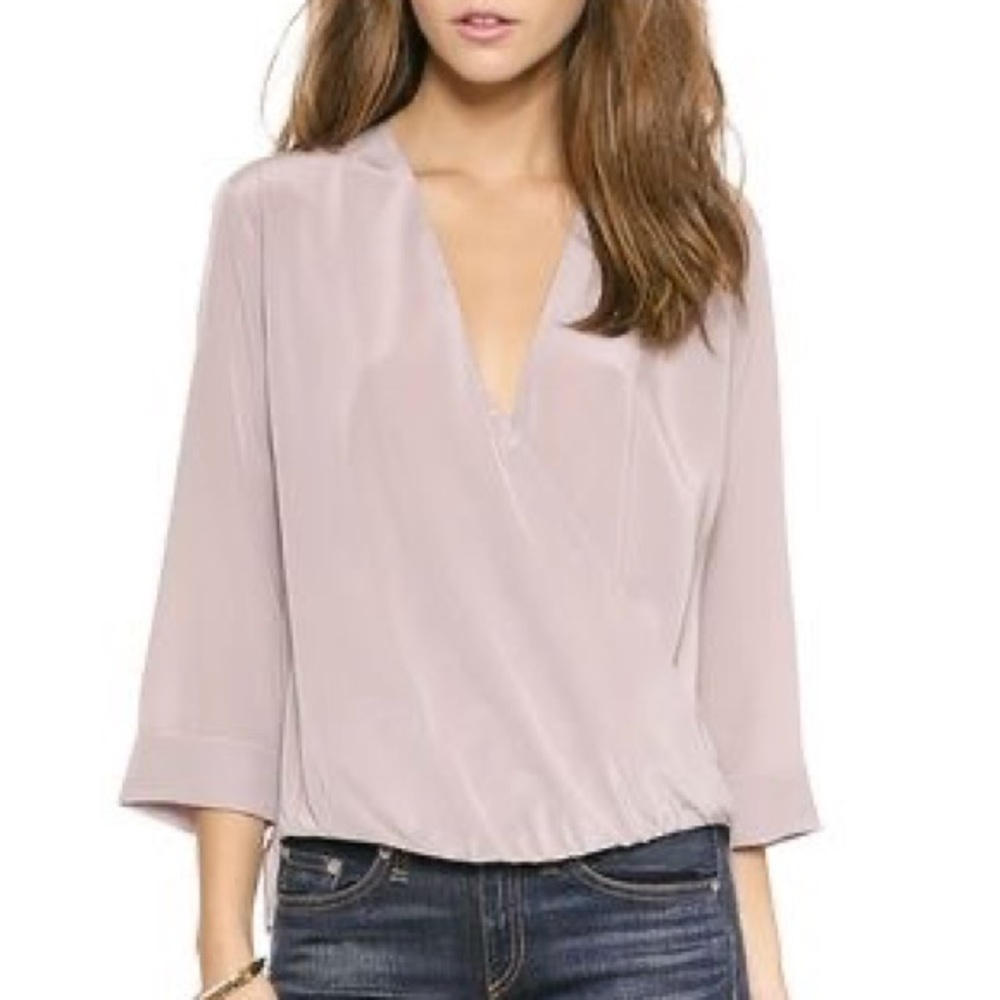 Rory Beca Fonzie Front-Twist Lavender Silk Blouse